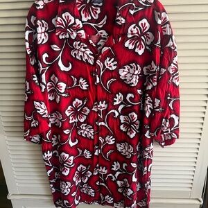 Floral Red Men's Casual Button Down Shirt